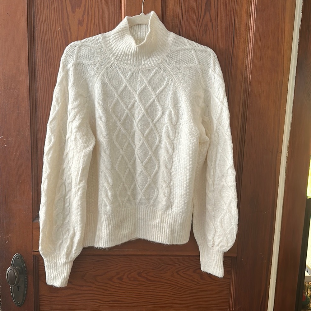 Cream corded knit sweater